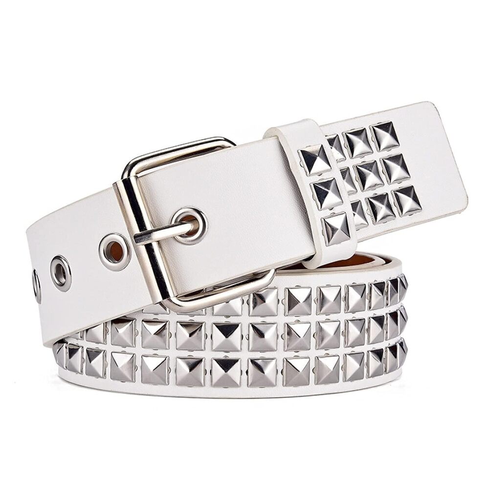 6696 Studded Belt, Metal Punk Rock Rivet belt with Bright Pyramid Studded